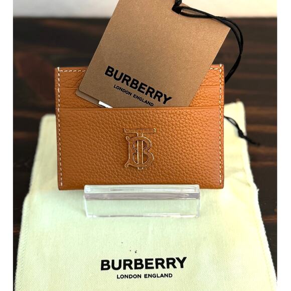NWT Burberry TB Logo Plaque Leather Card Case in Warm Russet - Picture 5 of 13